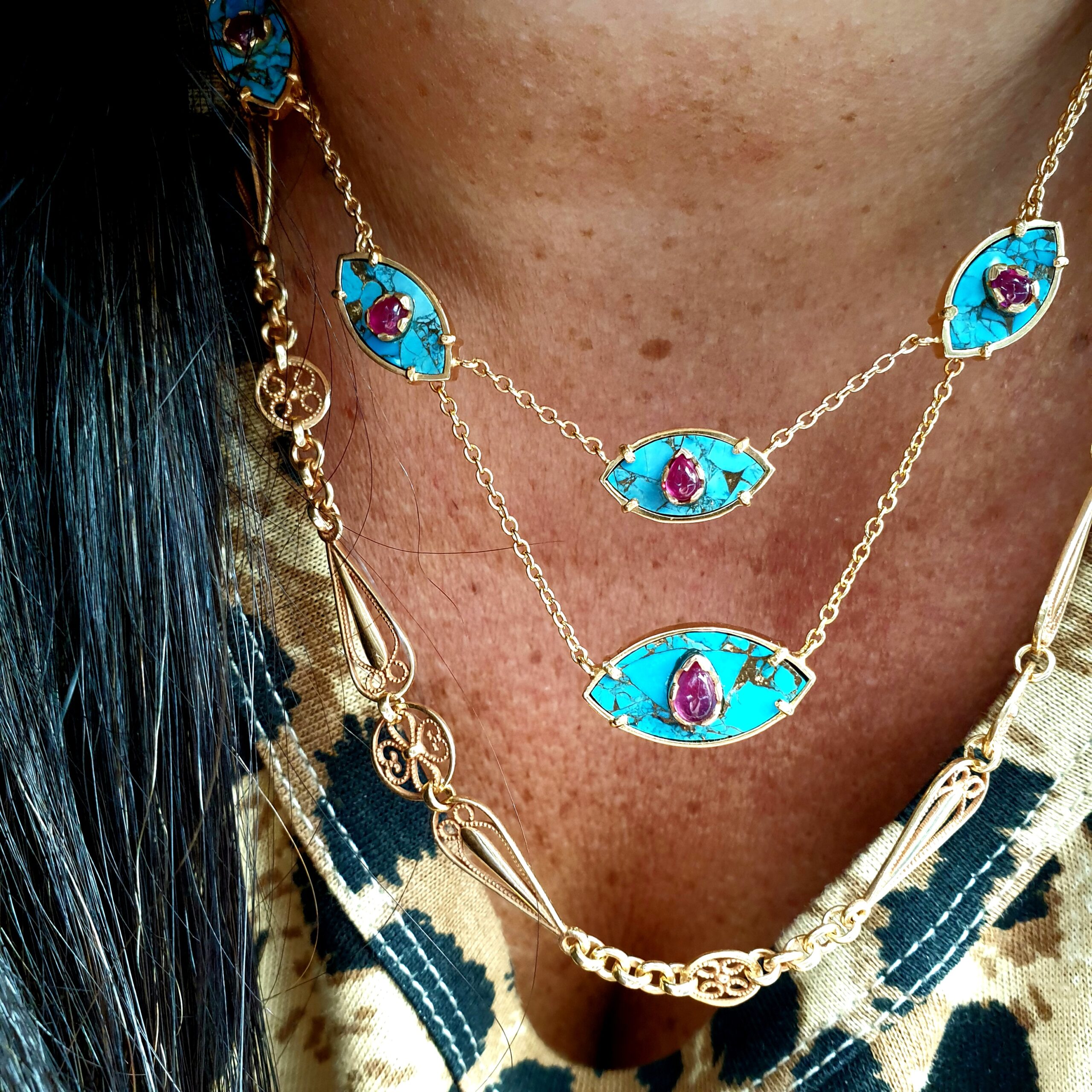 multiples AINARA turquoise porté